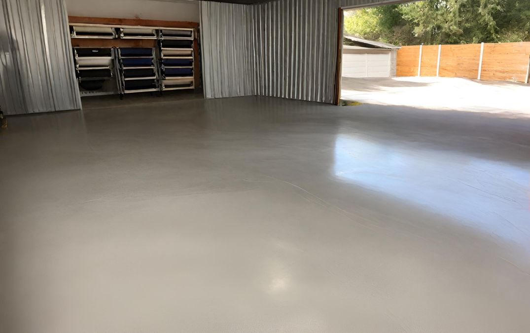 A freshly poured concrete floor for a garage in Cardiff