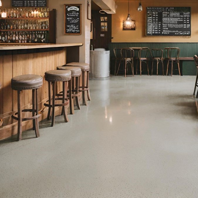 Polished concrete flooring in a Cardiff pub